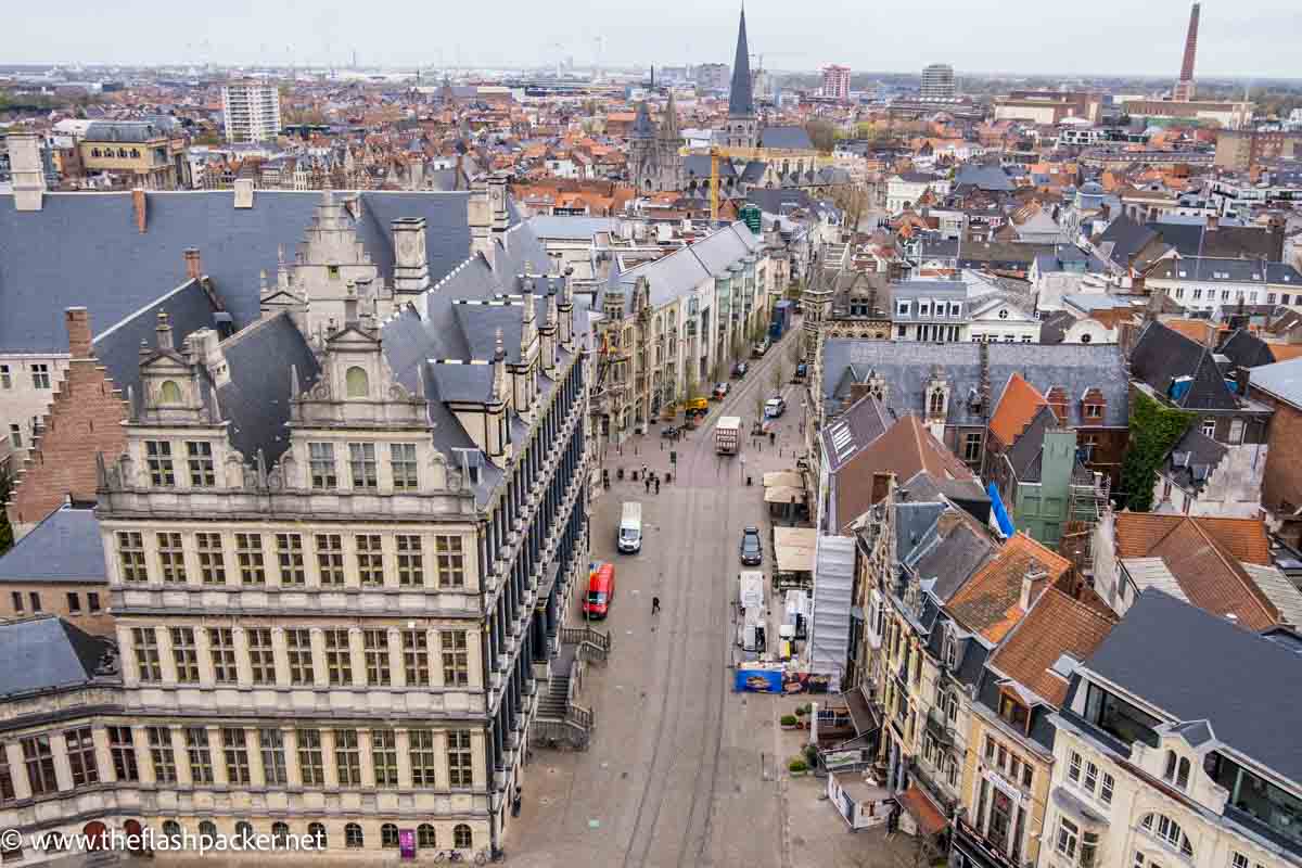 view over streets of ghent from high vantage point