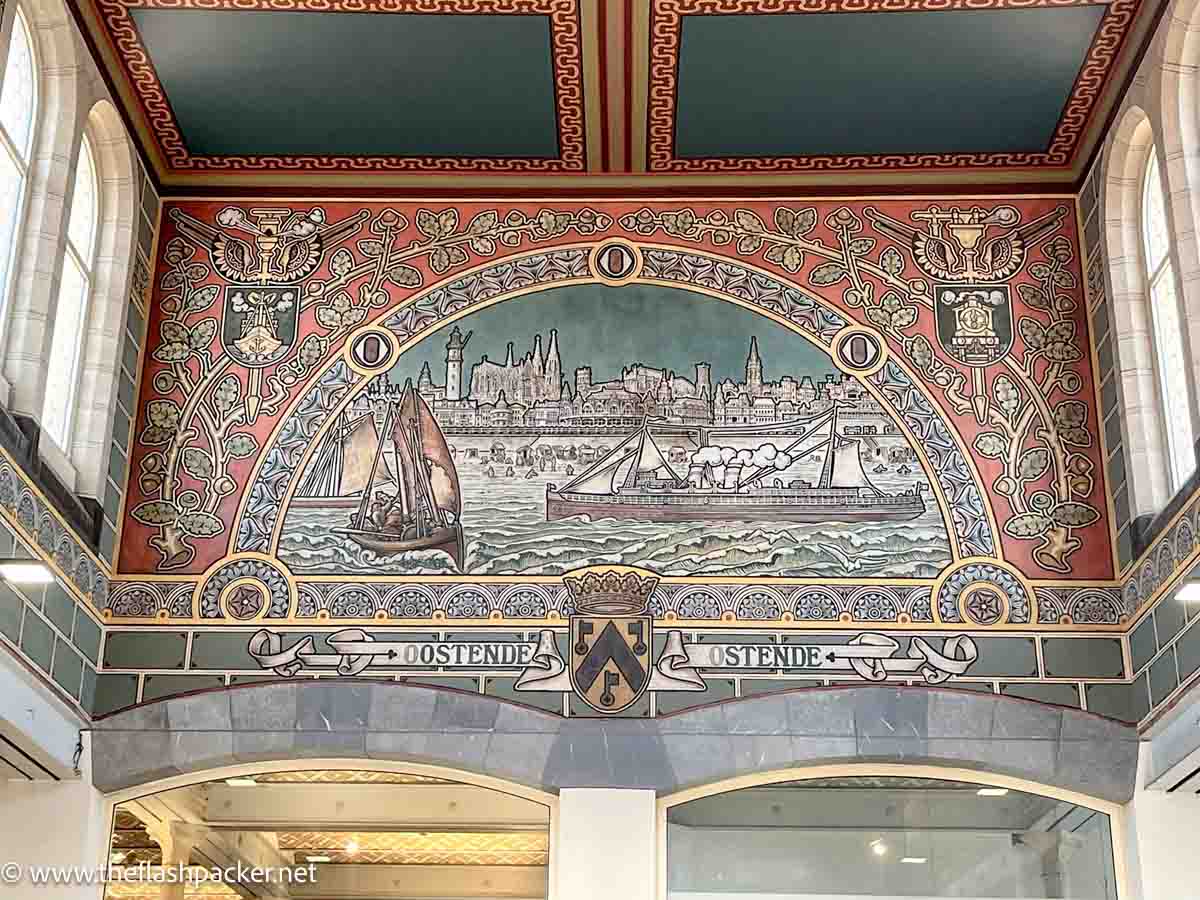 wall mural of ships in old port of ostend