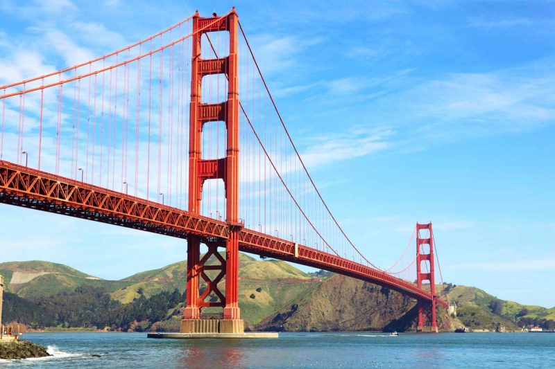 red pylons of golden gate bridge