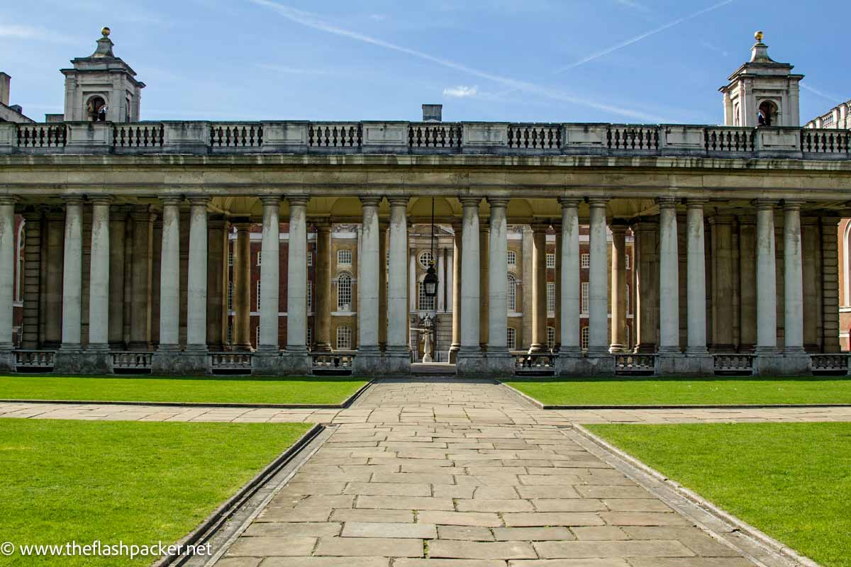 path leading to front of colonnaded building in greenwich