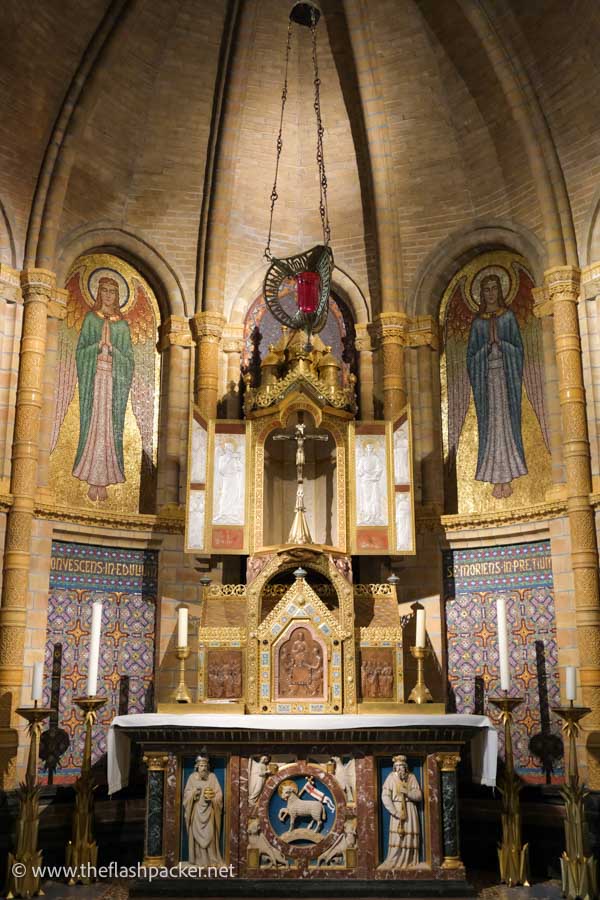 small altar with tabernacle and crucifix