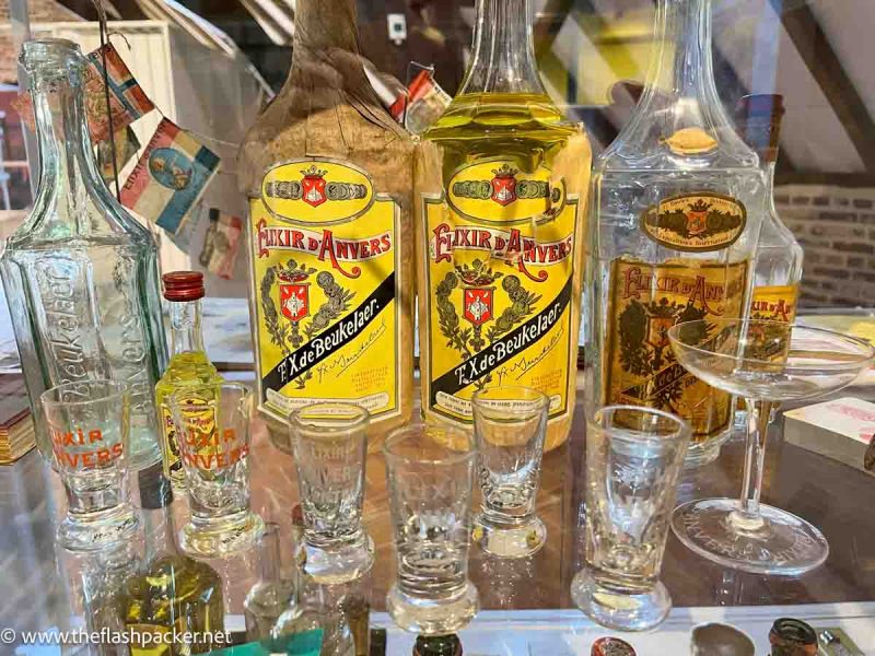 antique glasses and jenever bottles