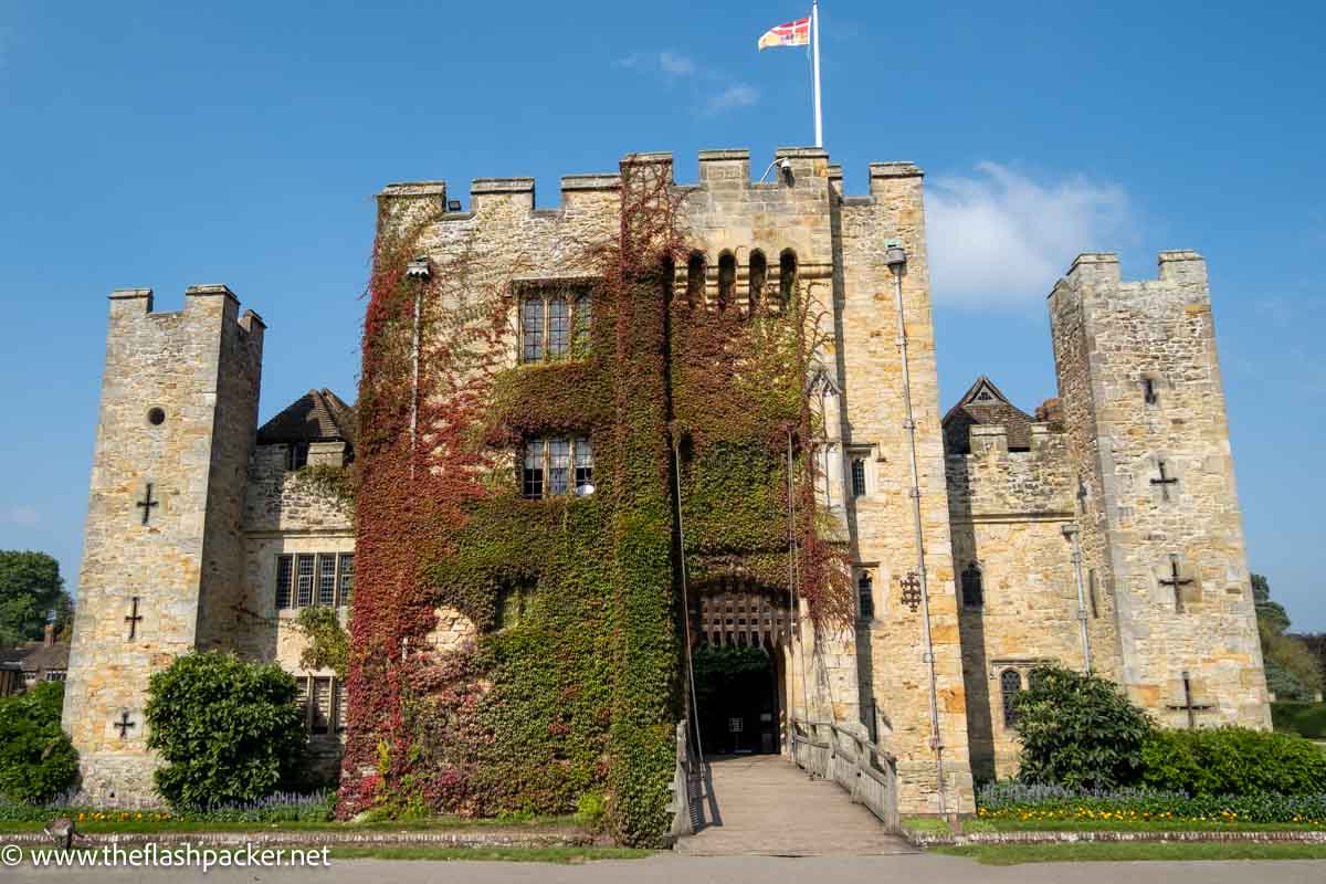 facade of ivy covered hever castle