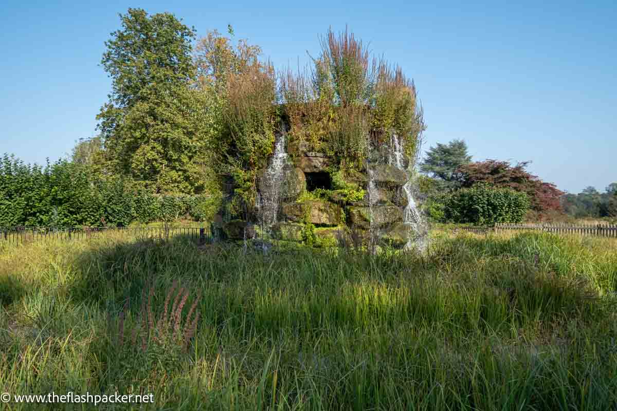 stone structure with cascading water