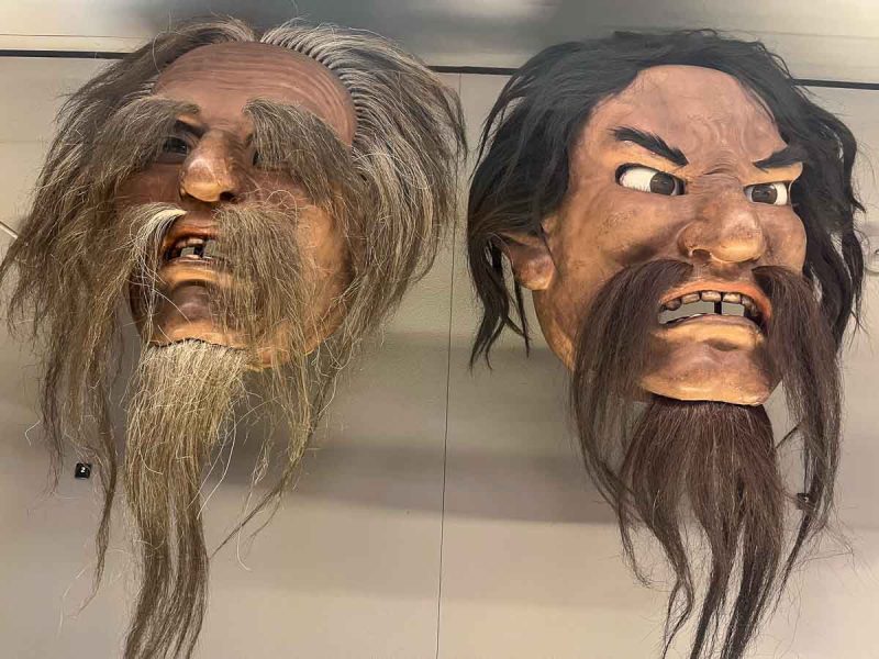 2 japanese grotesque masks