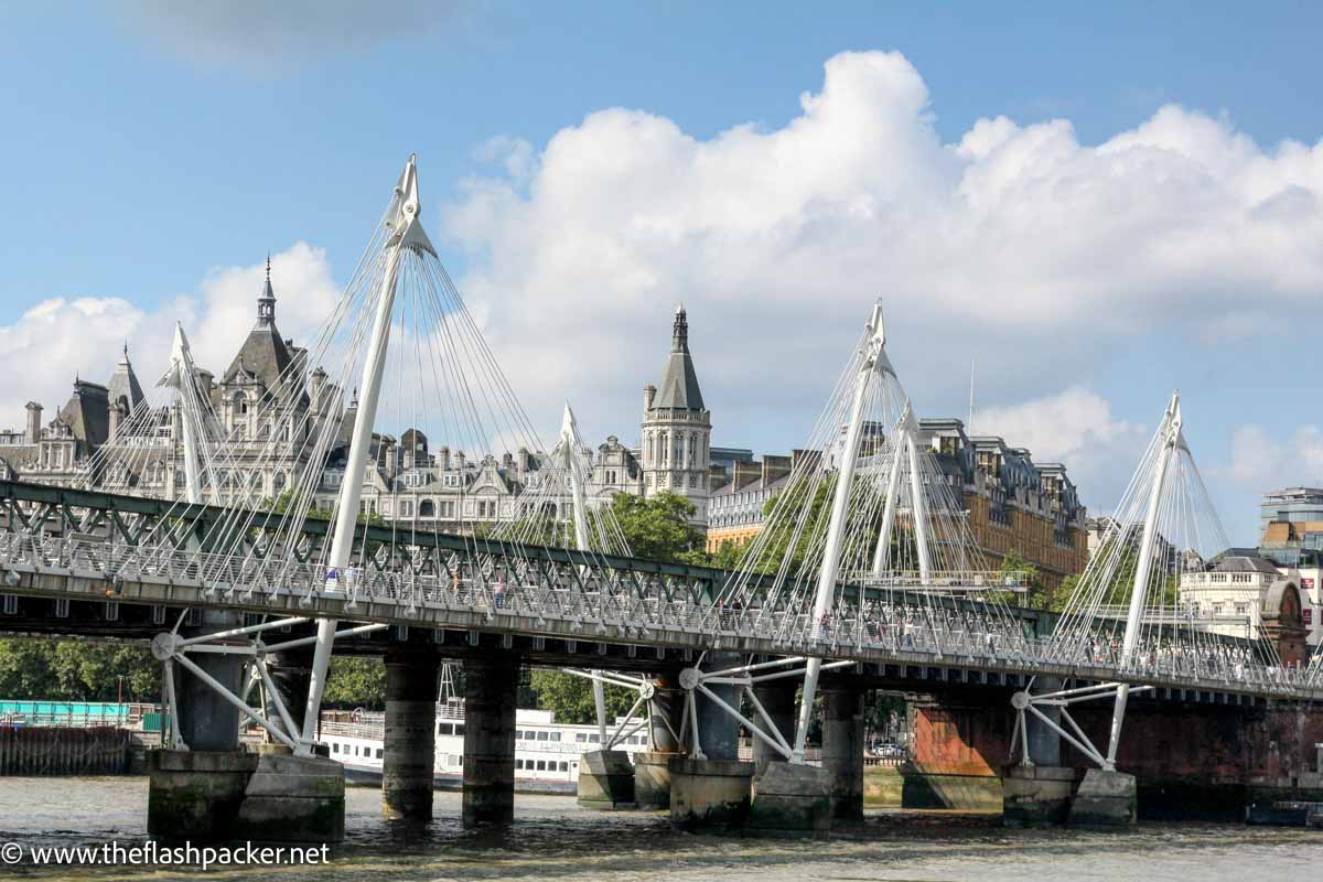 suspension bridge with adjacent railway bridge in london