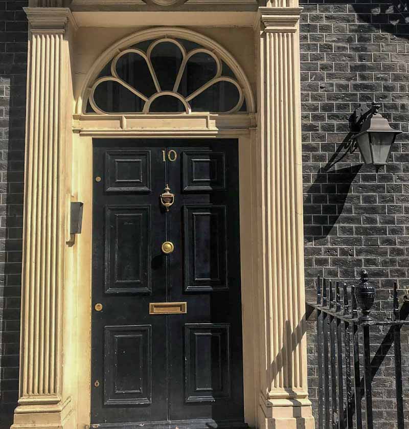 entrance of house with sign for number ten