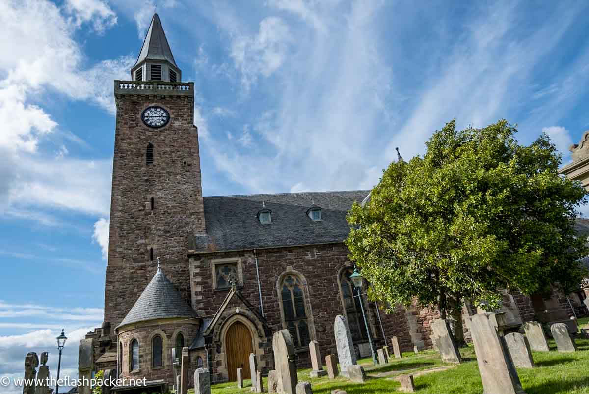 church building with graveyard in inverness scotland