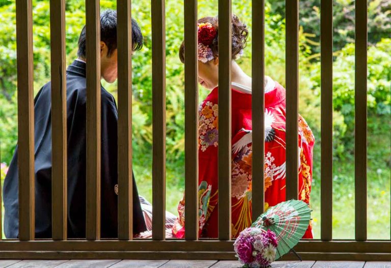 man and woman in japanese traditional dress