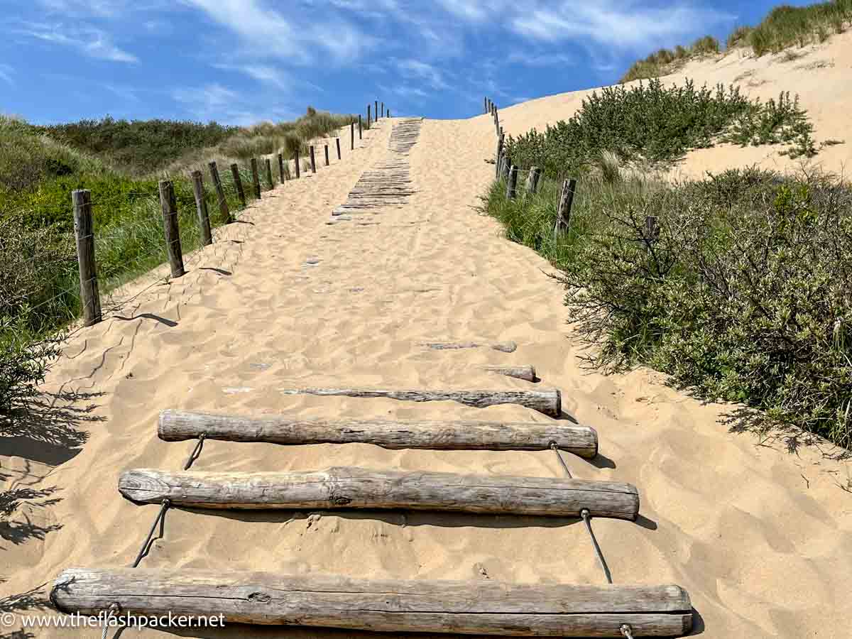 steps leading through a sand dune