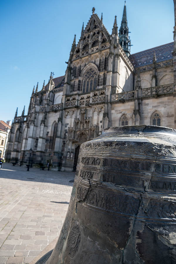 ancient bronze church bell in front of st elisabeth cathedral in kosice