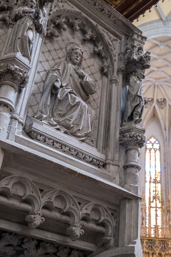 carved stone pulpit in kosice cathedral