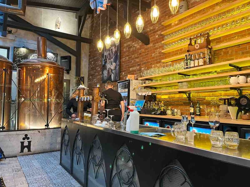 bar and brewery tanks at hostinec in koscice