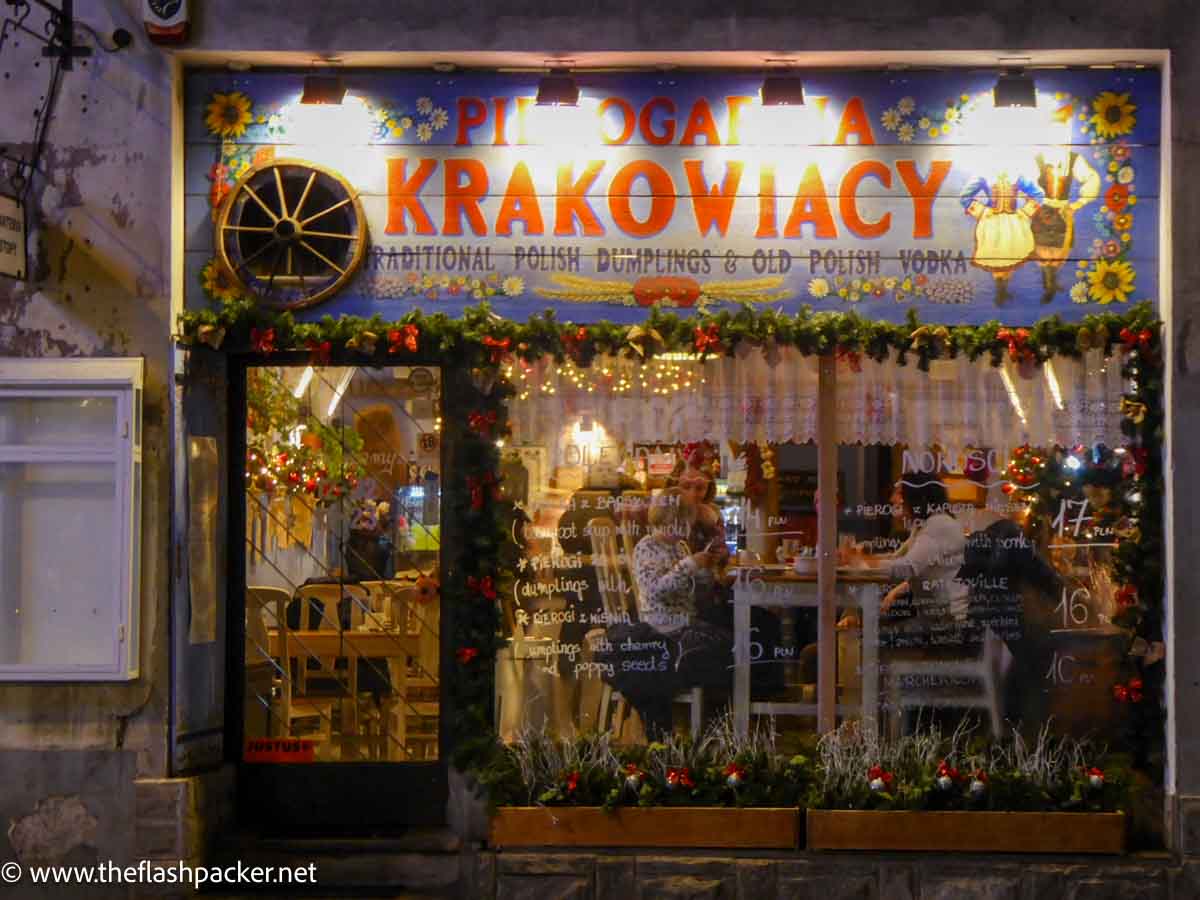 old restaurant front in krakow poland