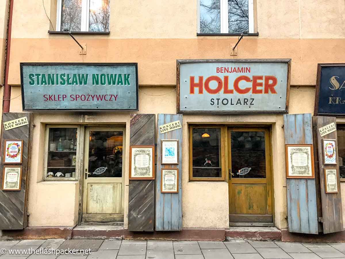 old shop fronts in krakows jewish quarter