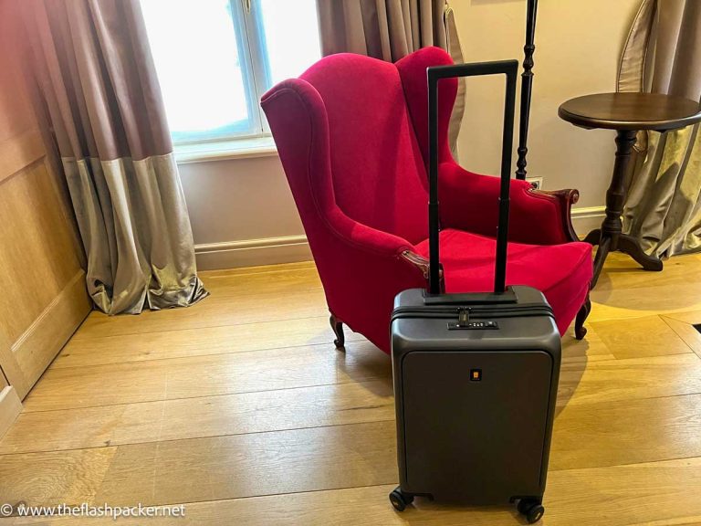 hard shell carry-on suicase in hotel room considered in a level8 luggage review