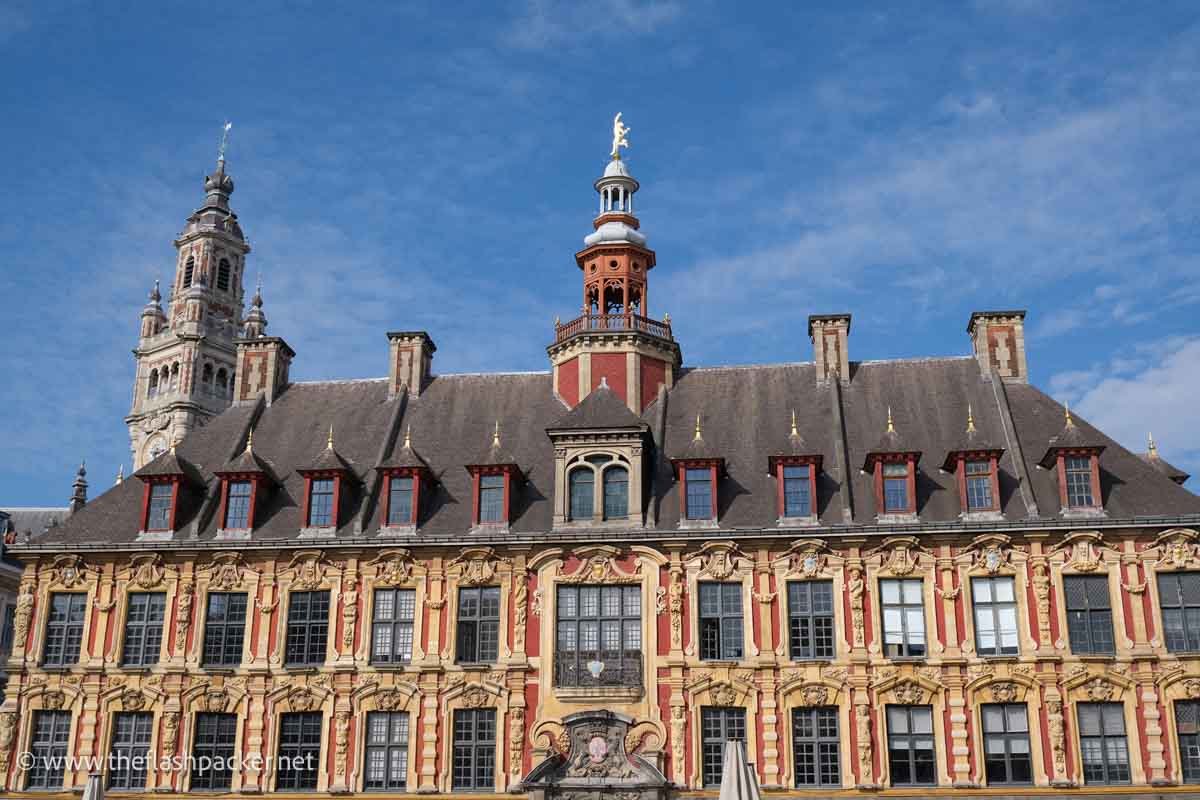 colourful facade of La Bourse building in Vieux Lille in France