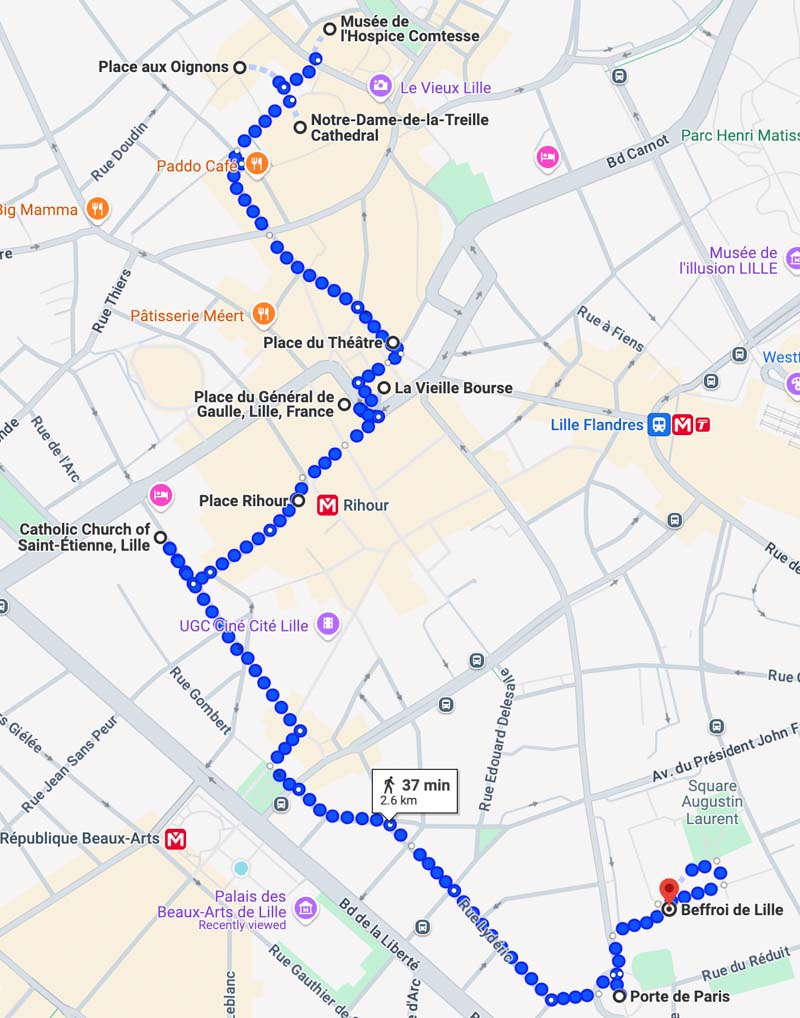 map of the best places to see in vieux lille in one day