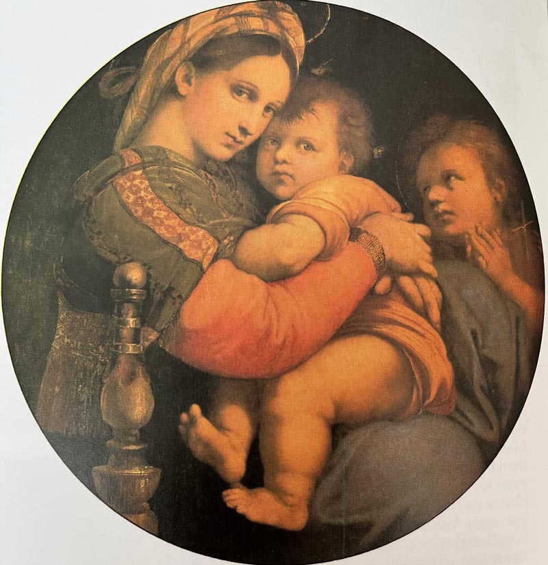 madonna and child circular painting