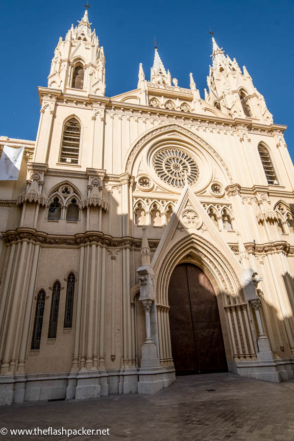 ornate stone facade of gothic church