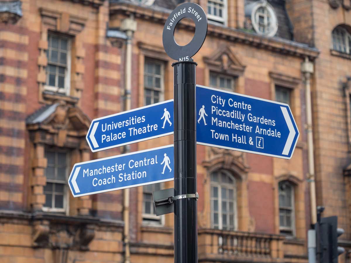 street sign in manchester