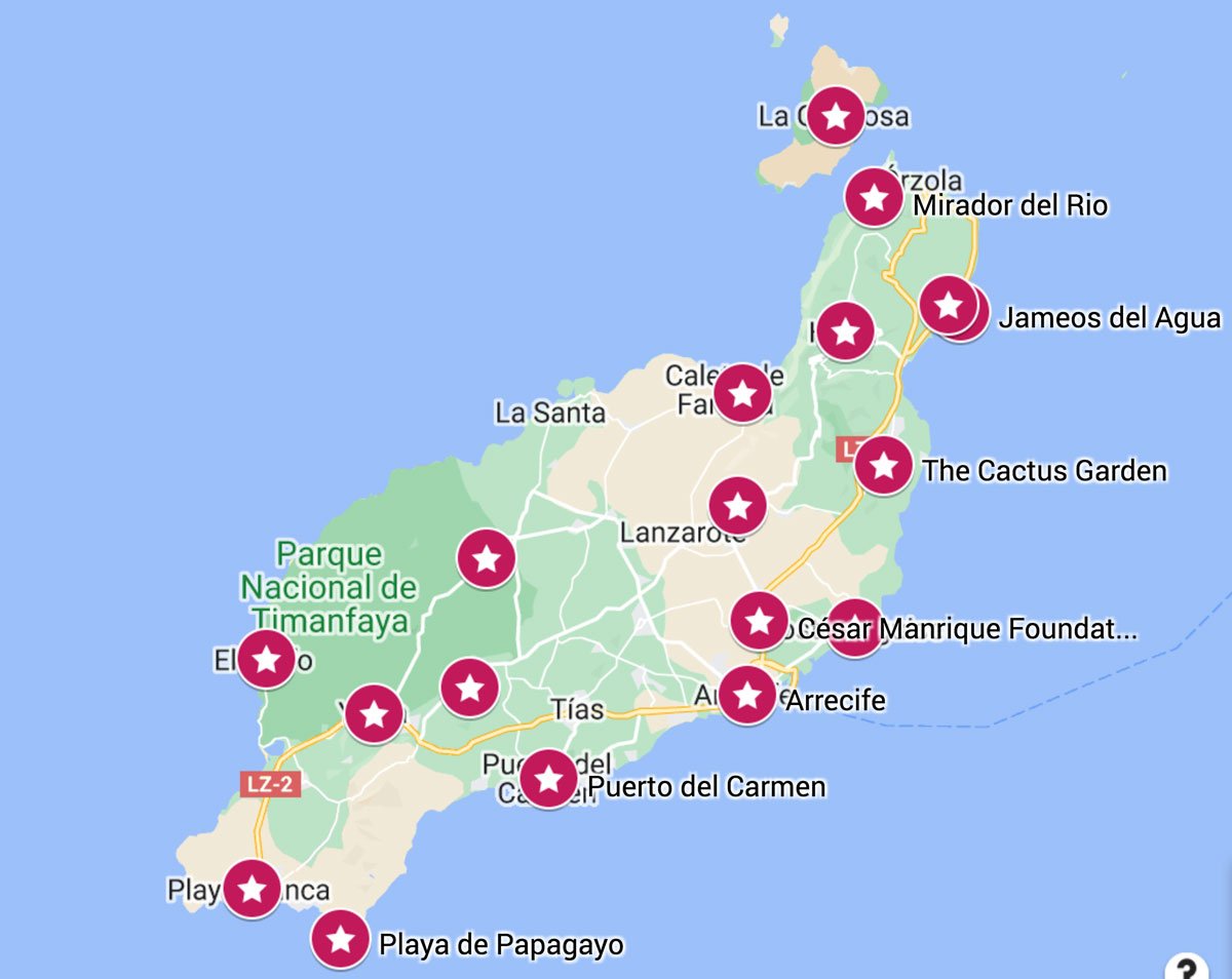 map of the best places in lanzarote to visit.