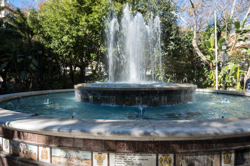 fountain which has a tiled exterior