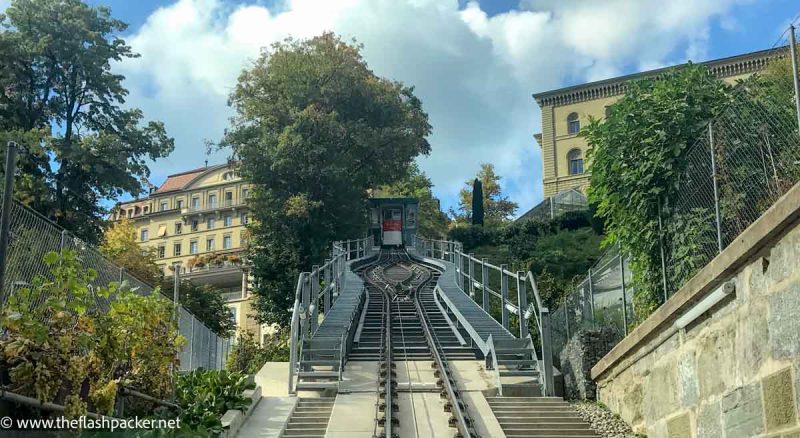 funicular train going up a hillside in bern switzerland