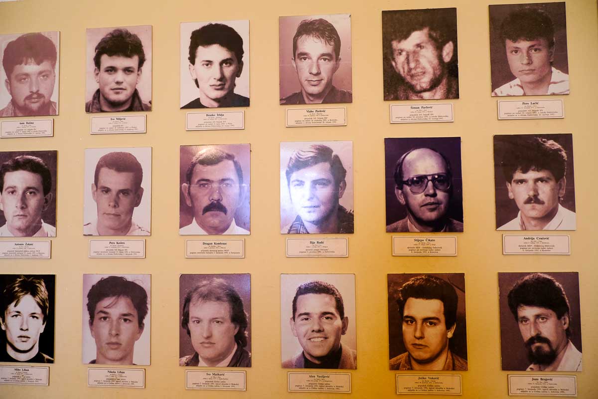 display board of photos of men who perished in the war in dubrovnik