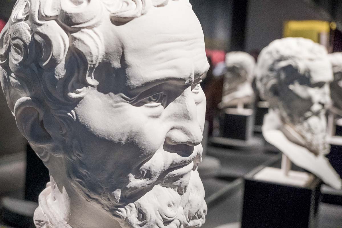 marble bust of the head of michelangelo in florence