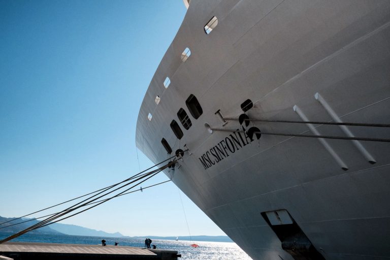 msc sinfonia cruise ship berthed in a port