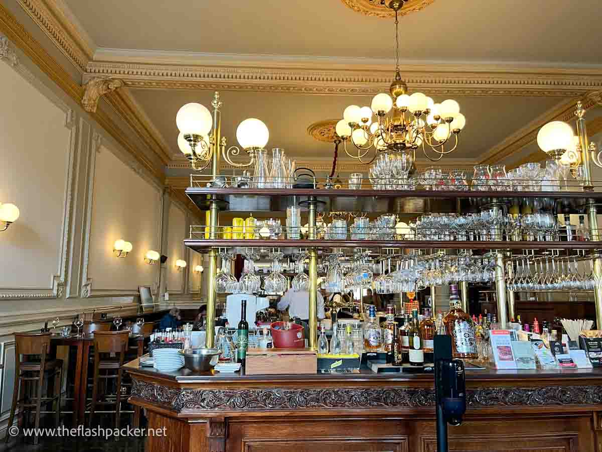 ornate bar in a belgian brasserie