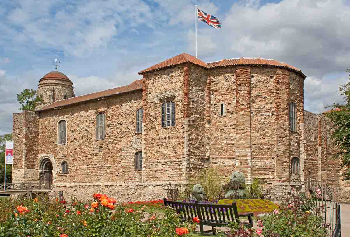 norman castle with union flag