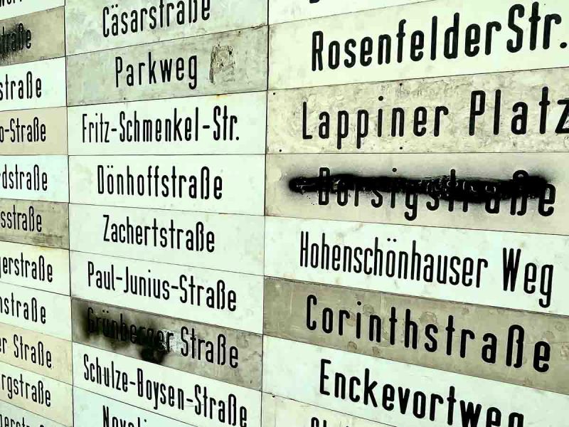 display of east german street signs