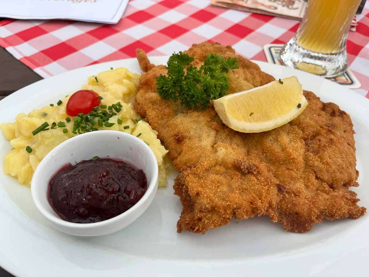 plate of schnitzel and potato