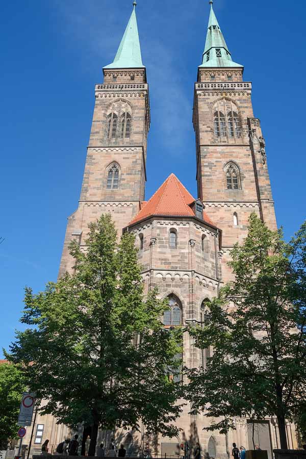 exterior of st sebald church nuremberg with twin towers