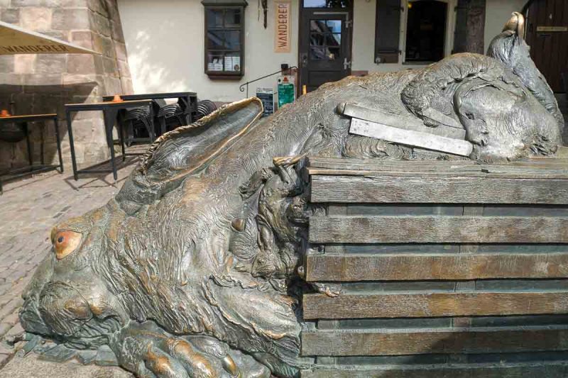 bronze sculpture of a hare