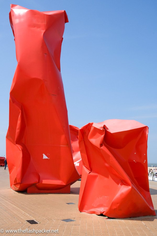 large abstract red sculptures