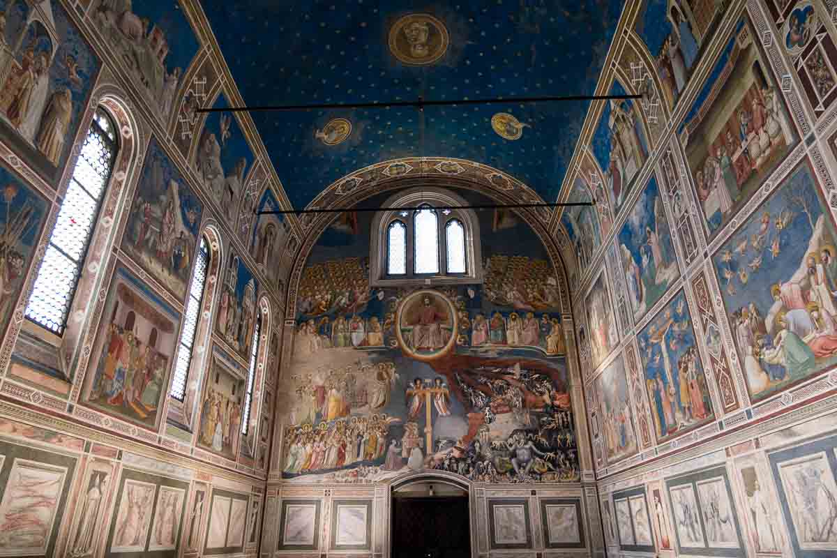 brightly painted frescoes in the scrovegni chapel are one of the reasons to visit padua