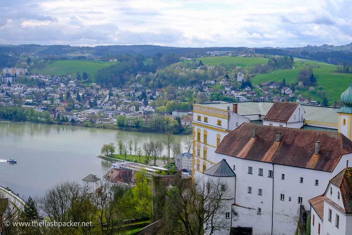 panoramic view of castle in passau and river