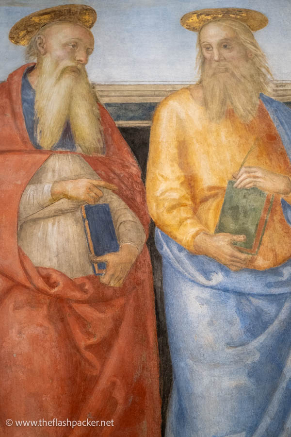 two painted figures of saints