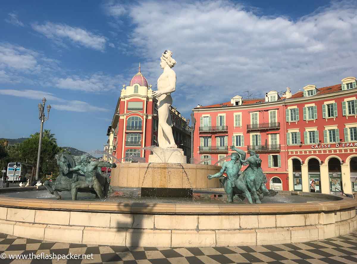 fountain in renaissence plaza in nice france