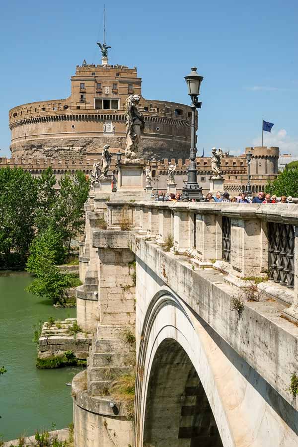 the ponte sant'angelo bridge in rome and castel sant-angleo