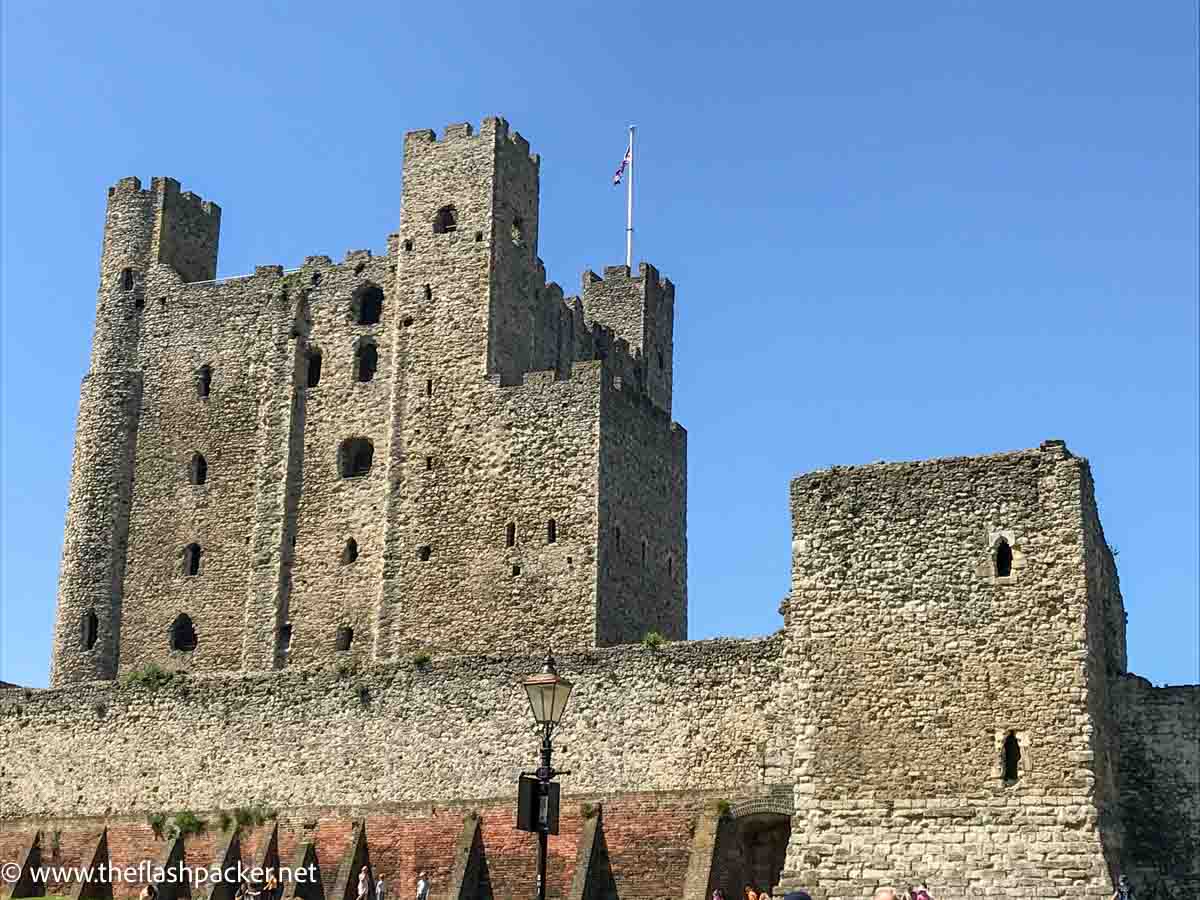 rochester castle kent under deep blue sky