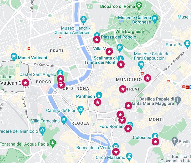 map of roman holiday locations in rome where roman holiday scenes were shot