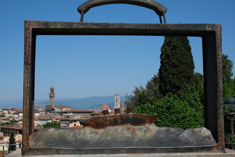 view of city of florence through a rectangular frame