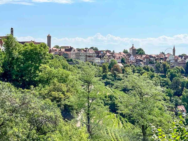 distant view of town of rothenburg in germany