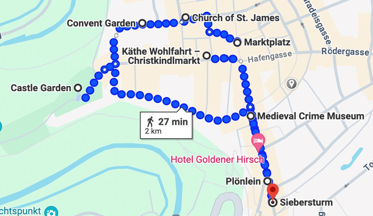 map of the best things to see in rothenburg ob der Tauber