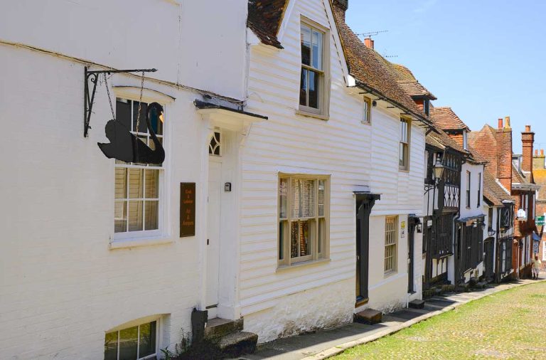 hlaf timbered houses on street in rye