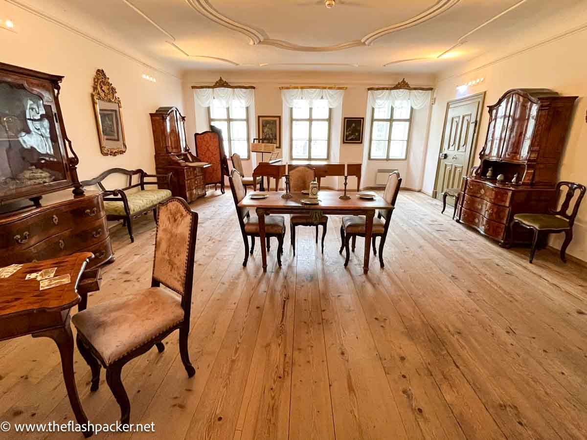 interior of birthplace of mozart in salzburg with period furniture